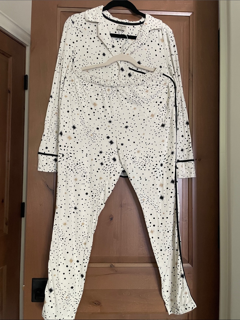Soma White Star & Black Dot Sleep Top with Black Trim